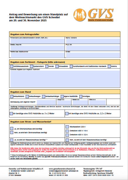 Weihnachtsmarkt, Anmeldung, Scheessel, PDF