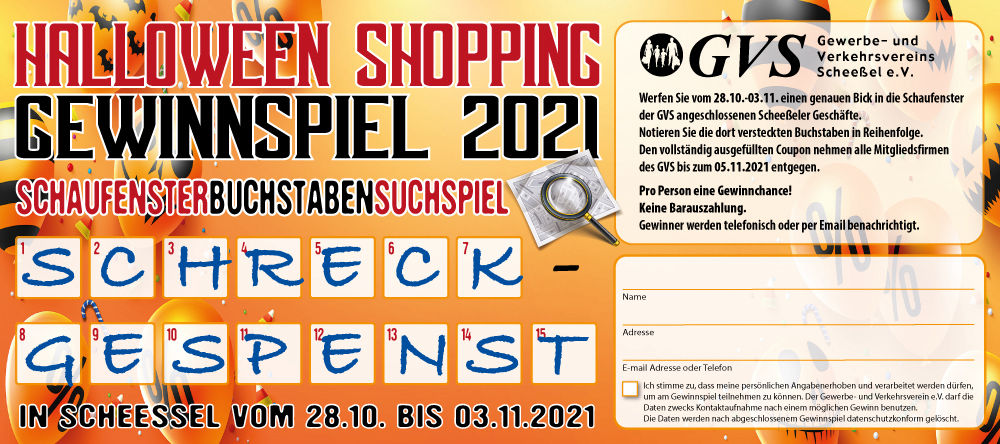 Gewerbeverein Scheessel, Gewinnspiel, Halloween, Coupon